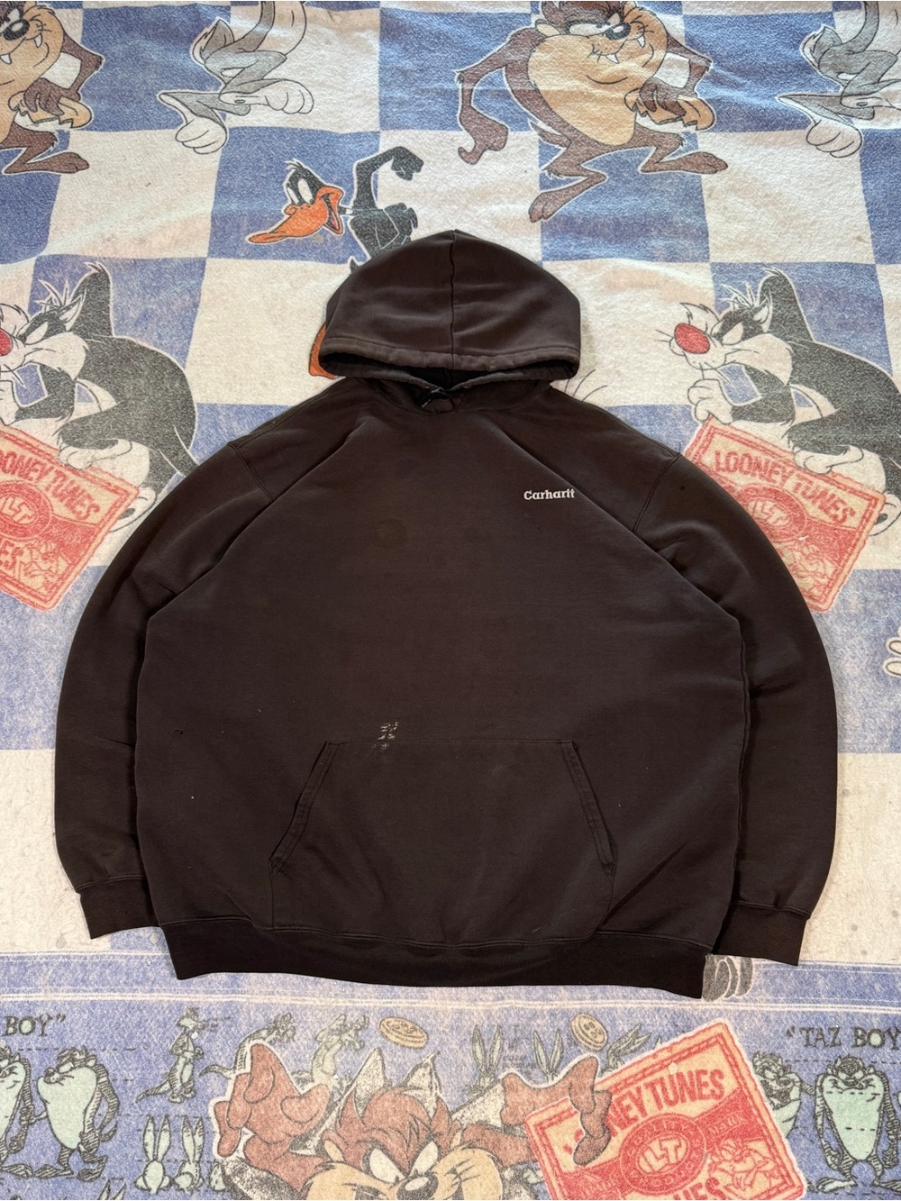 Vintage distressed Carhartt spell out hoodie